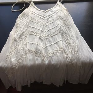 short white dress with lace stripes